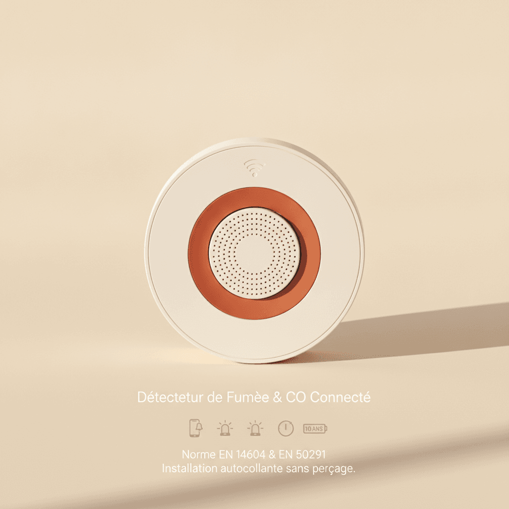 Détecteur de Fumée & CO Connecté — Alarme 90dB - Image 1