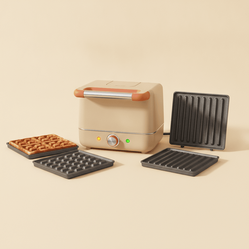 Gaufrier & Croque-Monsieur 3-en-1 — Plaques Amovibles